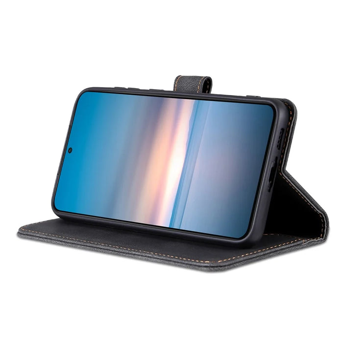 AZNS For Samsung Galaxy S23+ PU Leather Shockproof Phone Case Wallet Stand Folio Flip Cover - Black - 3