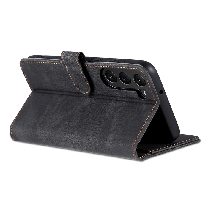 AZNS For Samsung Galaxy S23+ PU Leather Shockproof Phone Case Wallet Stand Folio Flip Cover - Black - 4