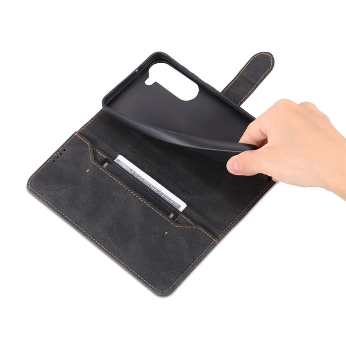 AZNS For Samsung Galaxy S23+ PU Leather Shockproof Phone Case Wallet Stand Folio Flip Cover - Black - 6