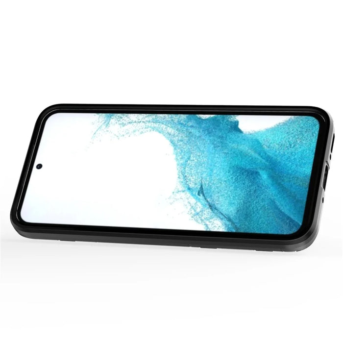 For Samsung Galaxy A54 5G Ring Kickstand Phone Cover Hard PC + Soft TPU Shockproof Smartphone Case - Black - 3