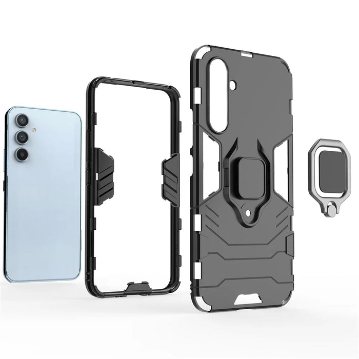For Samsung Galaxy A54 5G Ring Kickstand Phone Cover Hard PC + Soft TPU Shockproof Smartphone Case - Black - 4