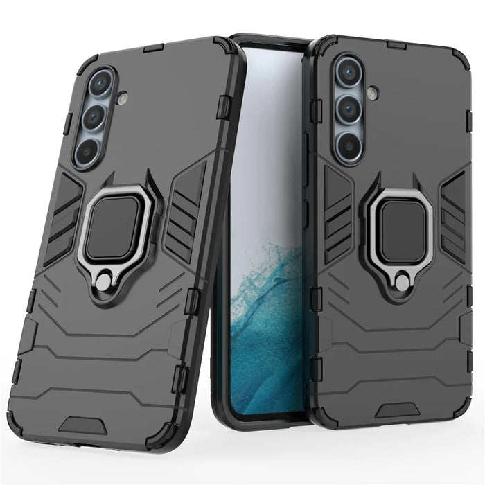 For Samsung Galaxy A54 5G Ring Kickstand Phone Cover Hard PC + Soft TPU Shockproof Smartphone Case - Black - 5