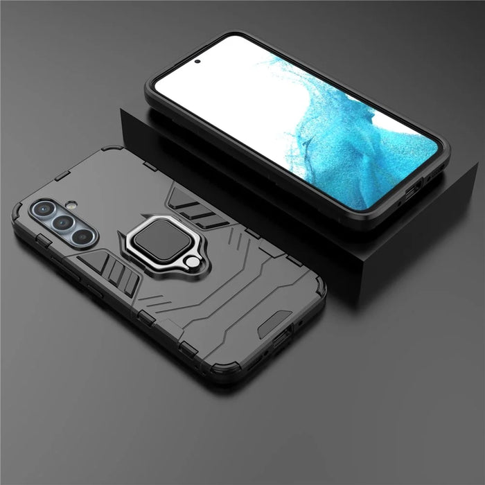 For Samsung Galaxy A54 5G Ring Kickstand Phone Cover Hard PC + Soft TPU Shockproof Smartphone Case - Black - 7