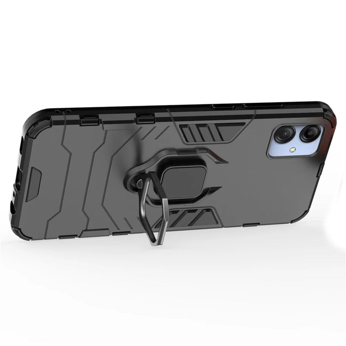 For Samsung Galaxy A04e 4G / F04 4G / M04 4G Ring Kickstand Phone Case PC+TPU Anti-scratch Protective Cover - Black - 2