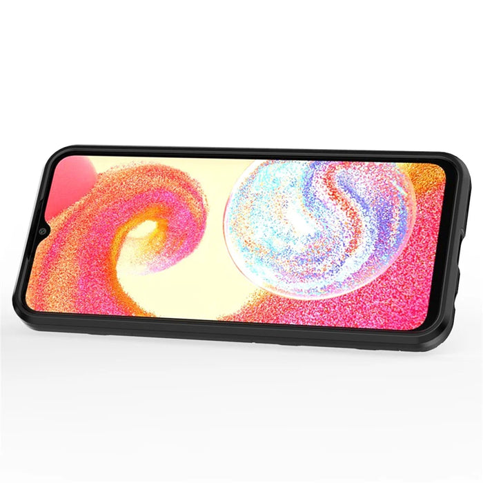 For Samsung Galaxy A04e 4G / F04 4G / M04 4G Ring Kickstand Phone Case PC+TPU Anti-scratch Protective Cover - Black - 3