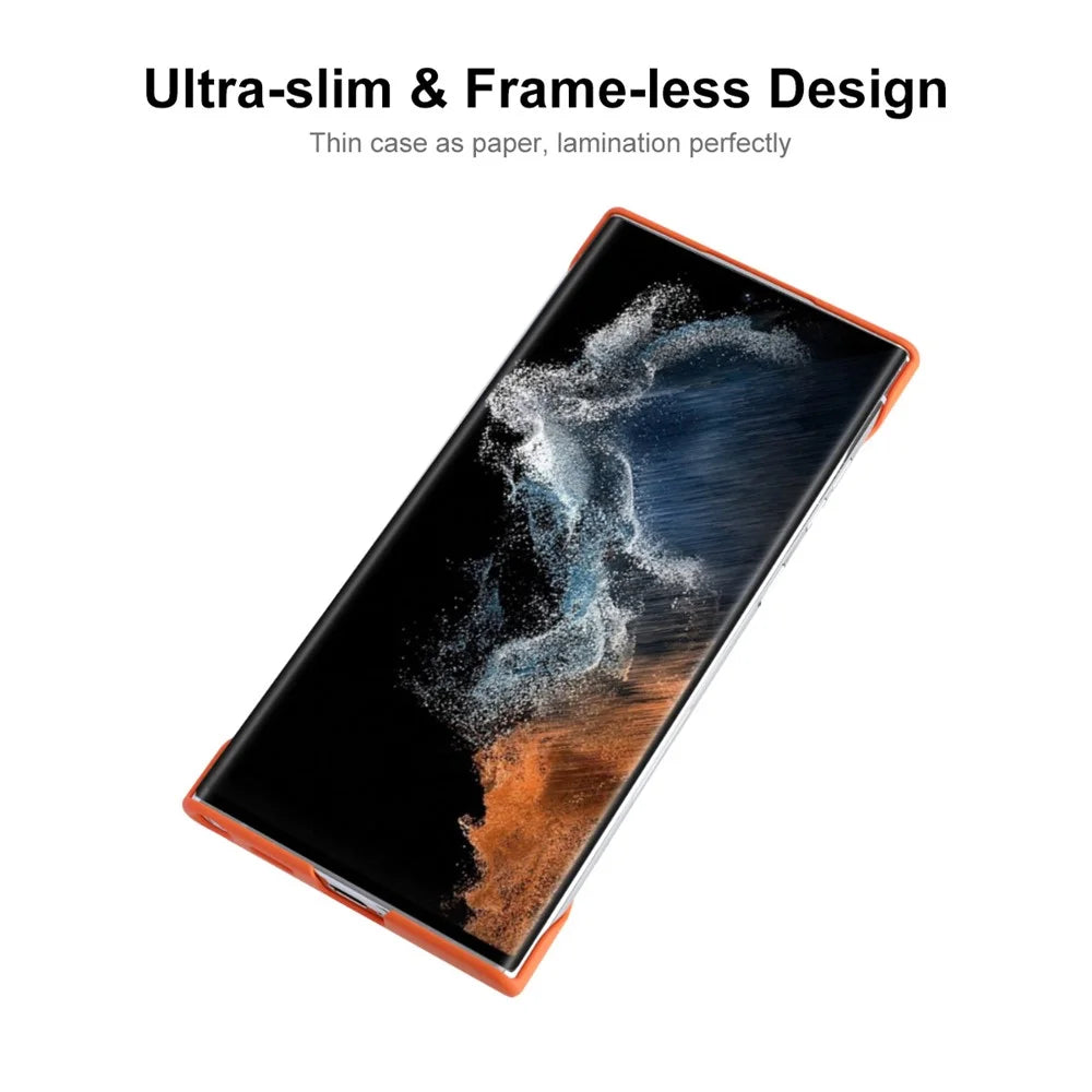 ENKAY HAT PRINCE for Samsung Galaxy S23 Ultra Cell Phone Case Rubberized Matte Anti-scratch Hard PC Back Cover - Orange - 2