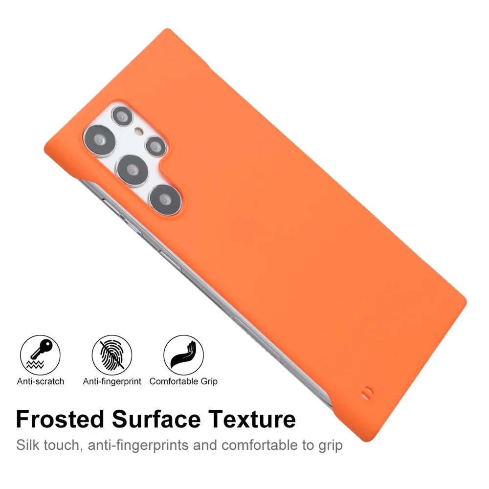 ENKAY HAT PRINCE for Samsung Galaxy S23 Ultra Cell Phone Case Rubberized Matte Anti-scratch Hard PC Back Cover - Orange - 3