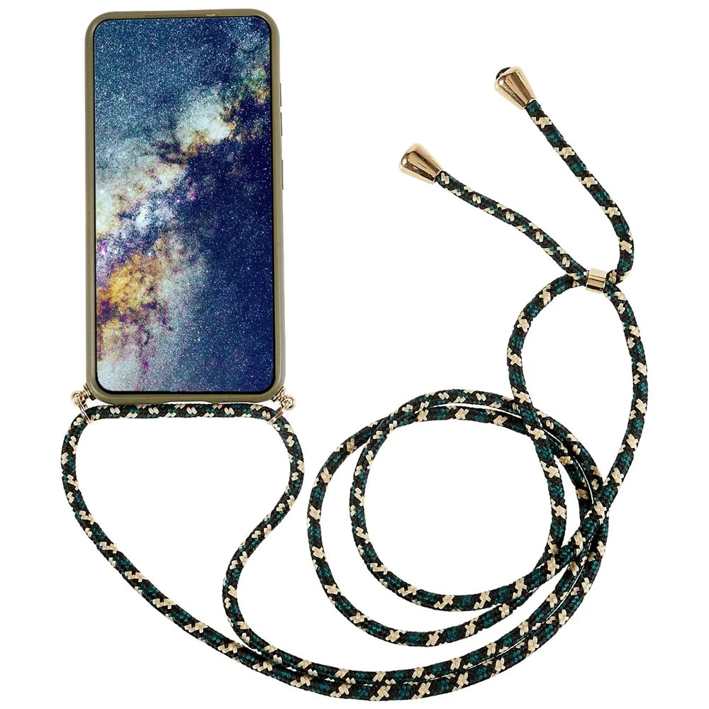 For Samsung Galaxy S23+ Biodegradable Phone Case Wheat Straw Soft TPU Shockproof Protection Skin Shell Cover with Adjustable Lanyard - Army Green - 2