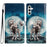 For Samsung Galaxy A34 5G Pattern Printing PU Leather Wallet Case Stand Magnetic Clasp Shockproof Folio Phone Cover with Strap - Two Wolves - 1