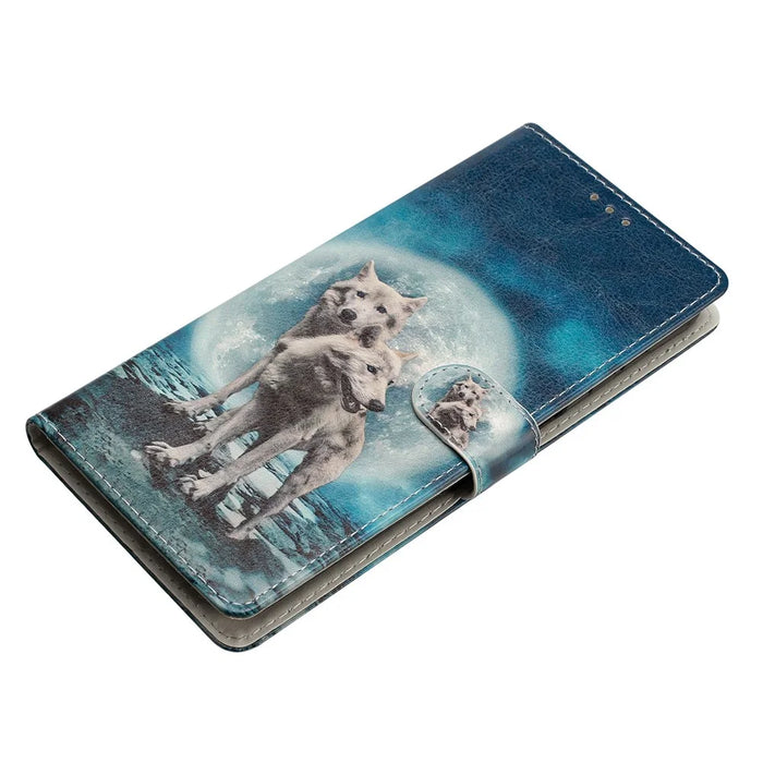 For Samsung Galaxy A34 5G Pattern Printing PU Leather Wallet Case Stand Magnetic Clasp Shockproof Folio Phone Cover with Strap - Two Wolves - 4