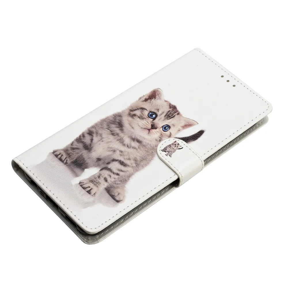 For Samsung Galaxy A53 5G PU Leather Wallet Phone Case Magnetic Closure Pattern Printing Stand Shockproof Cover with Strap - Cute Cat - 4