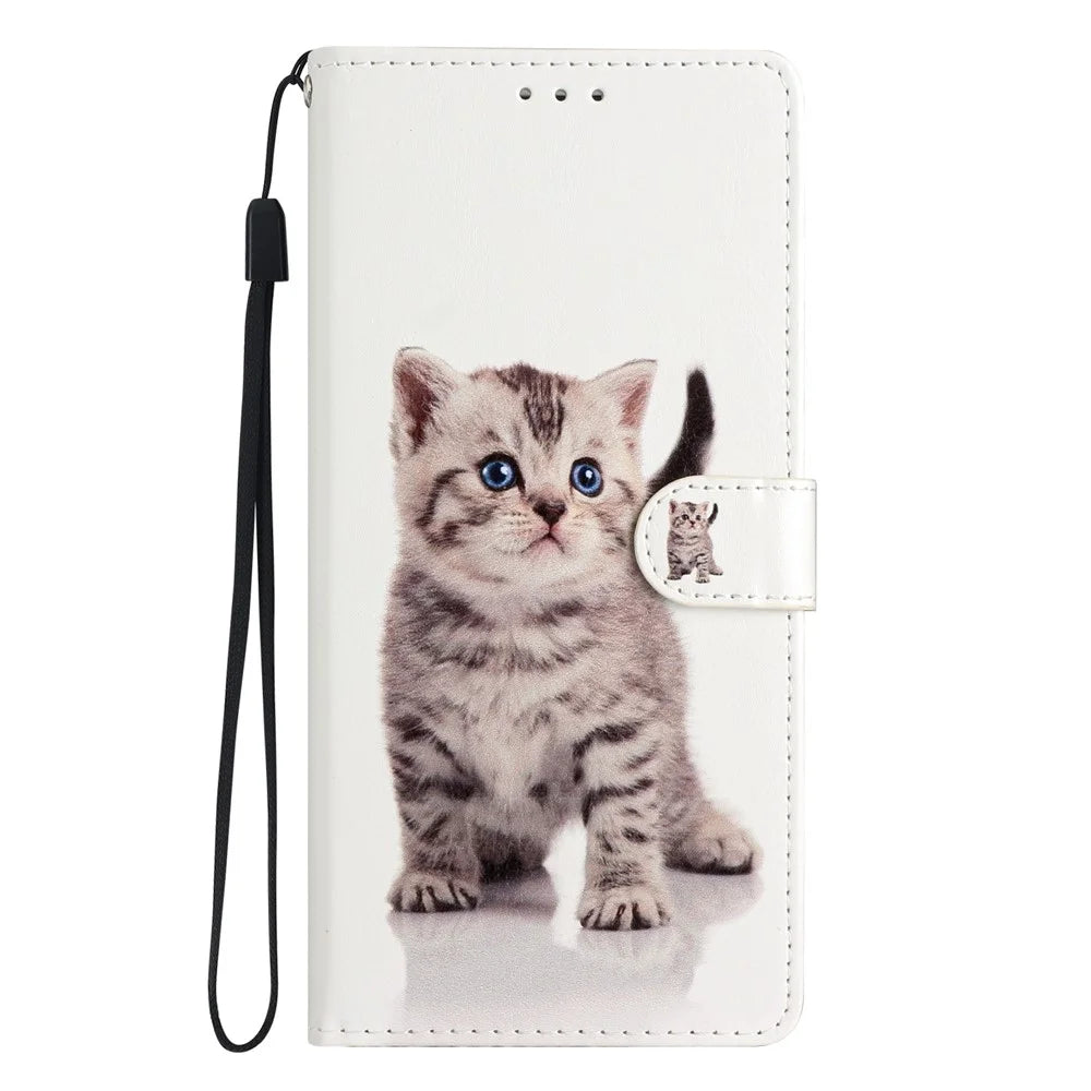 For Samsung Galaxy A53 5G PU Leather Wallet Phone Case Magnetic Closure Pattern Printing Stand Shockproof Cover with Strap - Cute Cat - 7