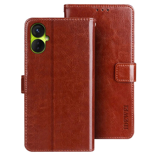 IDEWEI For TECNO Spark 9 Pro 4G Phone Shell Protective Case Stand Feature Crazy Horse Texture PU Leather Flip Wallet Cover - Brown - 1