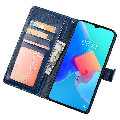 IDEWEI For TECNO Spark 8C 4G Magnetic Closure Wallet Phone Case Crazy Horse Texture PU Leather Flip Cover with Stand Function - Blue - 2