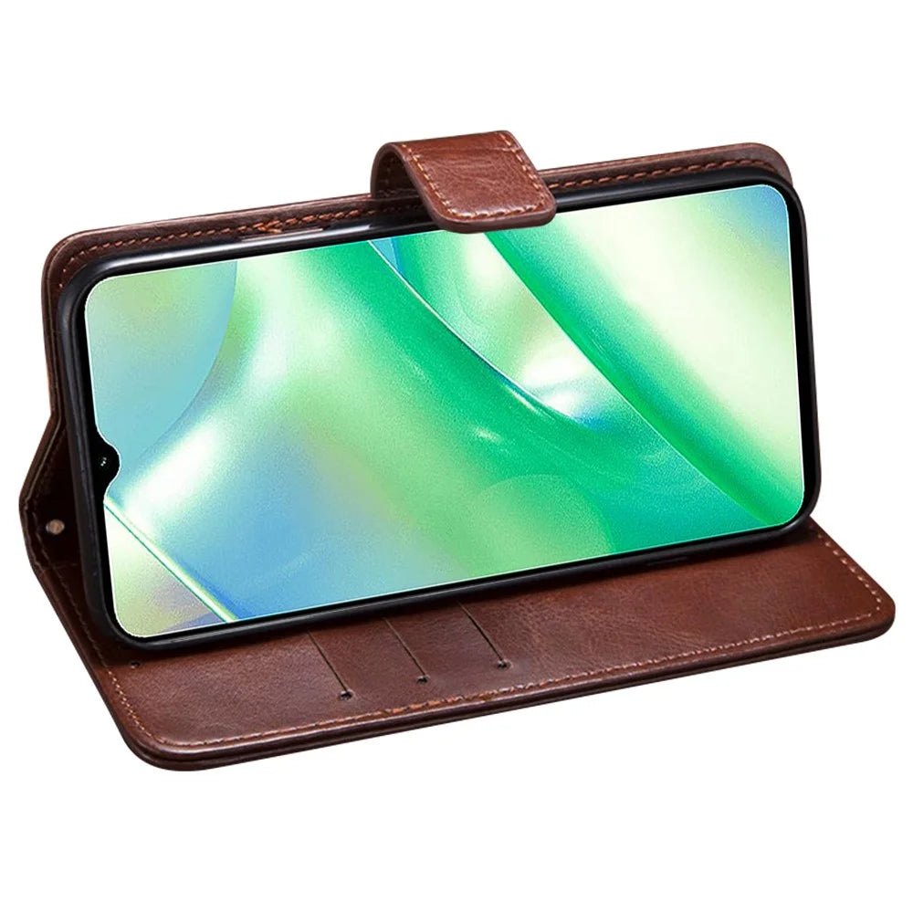 IDEWEI For Realme 10 Pro 5G Crazy Horse Texture PU Leather Flip Wallet Cover Stand Feature Phone Shell Case - Brown - 3