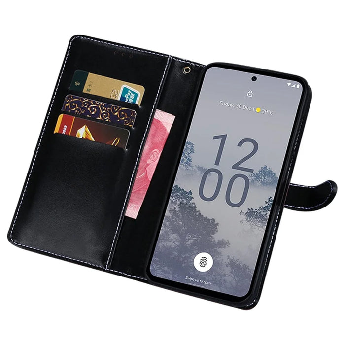 IDEWEI For Nokia C2 2nd Edition Crocodile Texture Anti-drop Cell Phone Cover PU Leather Magnetic Closure Wallet Stand Scratch-resistant Phone Case - Black - 2