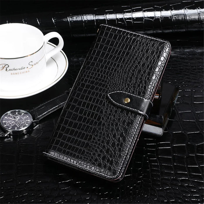IDEWEI For Nokia C2 2nd Edition Crocodile Texture Anti-drop Cell Phone Cover PU Leather Magnetic Closure Wallet Stand Scratch-resistant Phone Case - Black - 4