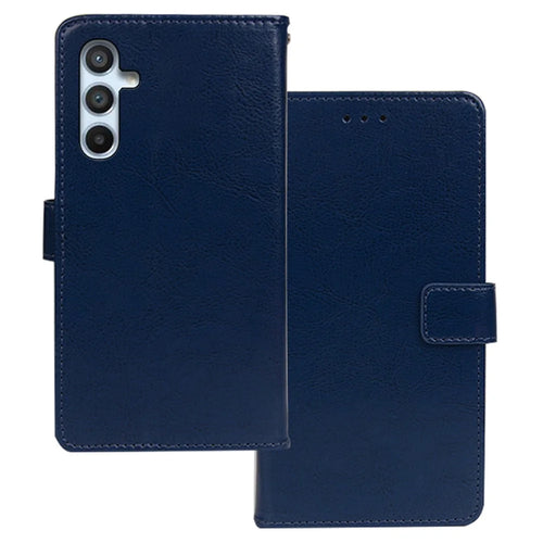 IDEWEI Magnetic Clasp Phone Case For Samsung Galaxy A54 5G Crazy Horse Texture Stand Wallet PU Leather Anti-drop Flip Folio Phone Cover - Blue - 1