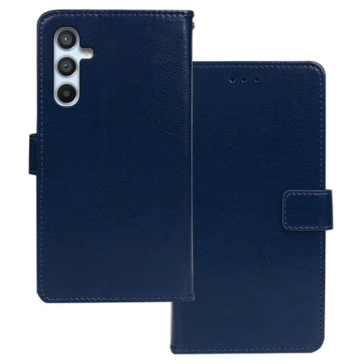 IDEWEI Magnetic Clasp Phone Case For Samsung Galaxy A54 5G Crazy Horse Texture Stand Wallet PU Leather Anti-drop Flip Folio Phone Cover - Blue - 1