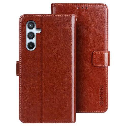IDEWEI For Samsung Galaxy A54 5G Shockproof Flip Phone Wallet Case Stand Crazy Horse Texture PU Leather Phone Cover - Brown - 1