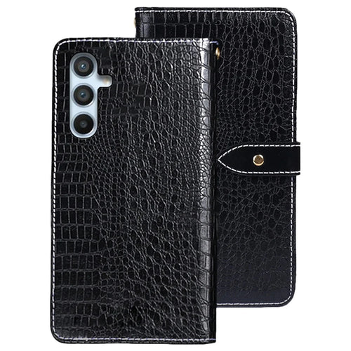 IDEWEI For Samsung Galaxy A54 5G PU Leather Phone Cover Wallet Stand Anti-scratch Crocodile Texture Magnetic Closure Phone Case - Black - 1