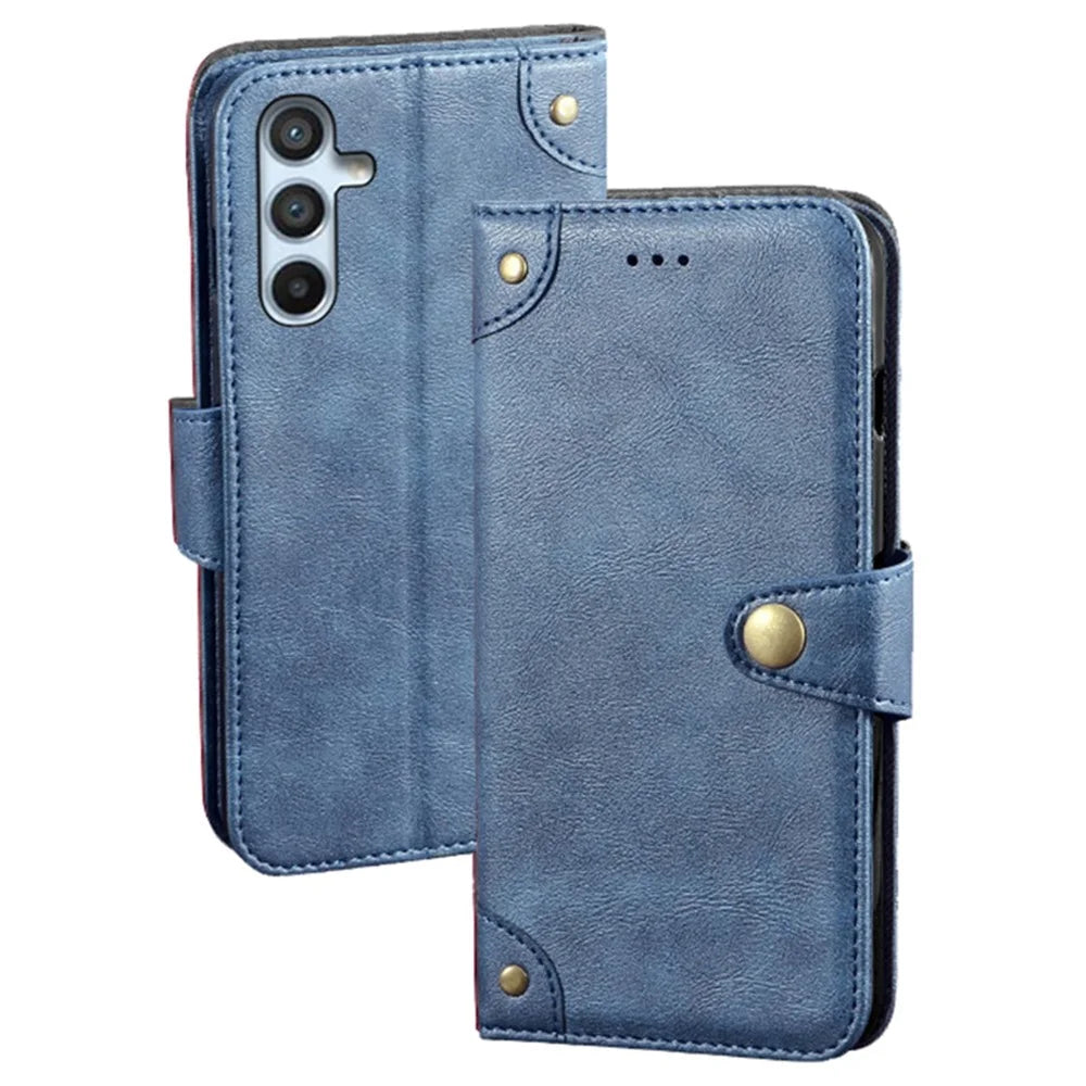 IDEWEI For Samsung Galaxy A54 5G Fine Texture TPU+PU Leather Phone Case Wallet Stand Magnetic Closure Shockproof Cell Phone Cover - Blue - 1