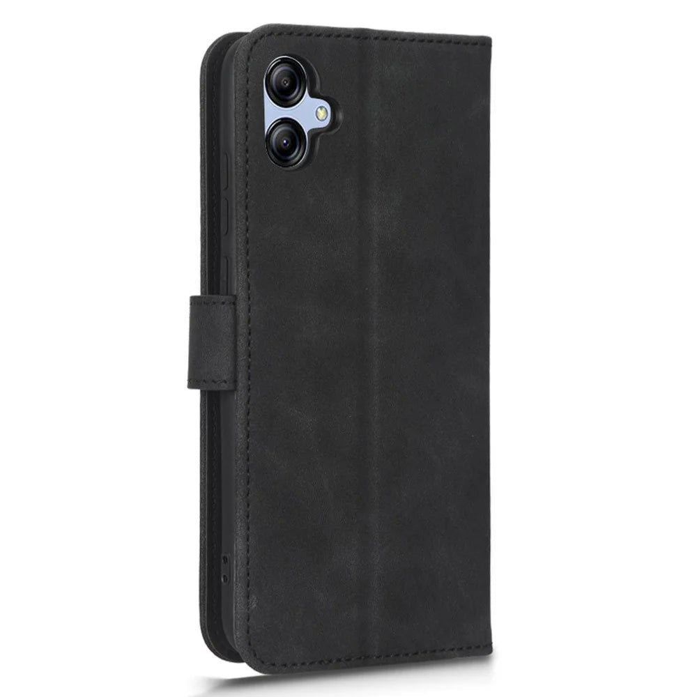 For Samsung Galaxy A04e 4G / F04 4G / M04 4G Skin-touch Feeling Phone Case Wallet Stand Flip PU Leather+TPU Anti-scratch Phone Cover - Black - 5
