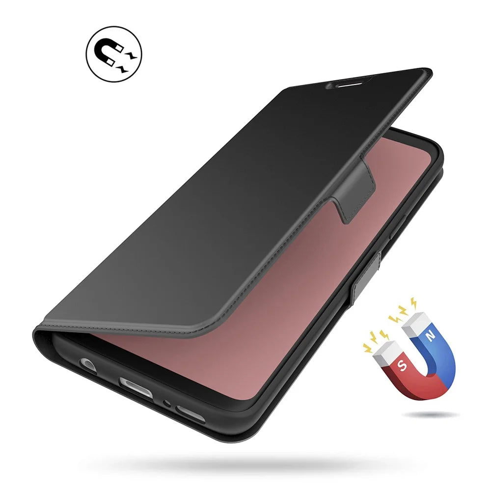 Cell Phone Cover Stand For Samsung Galaxy S23+, PU Leather + TPU Anti-fall Flip Phone Case with Card Holder - Black - 6