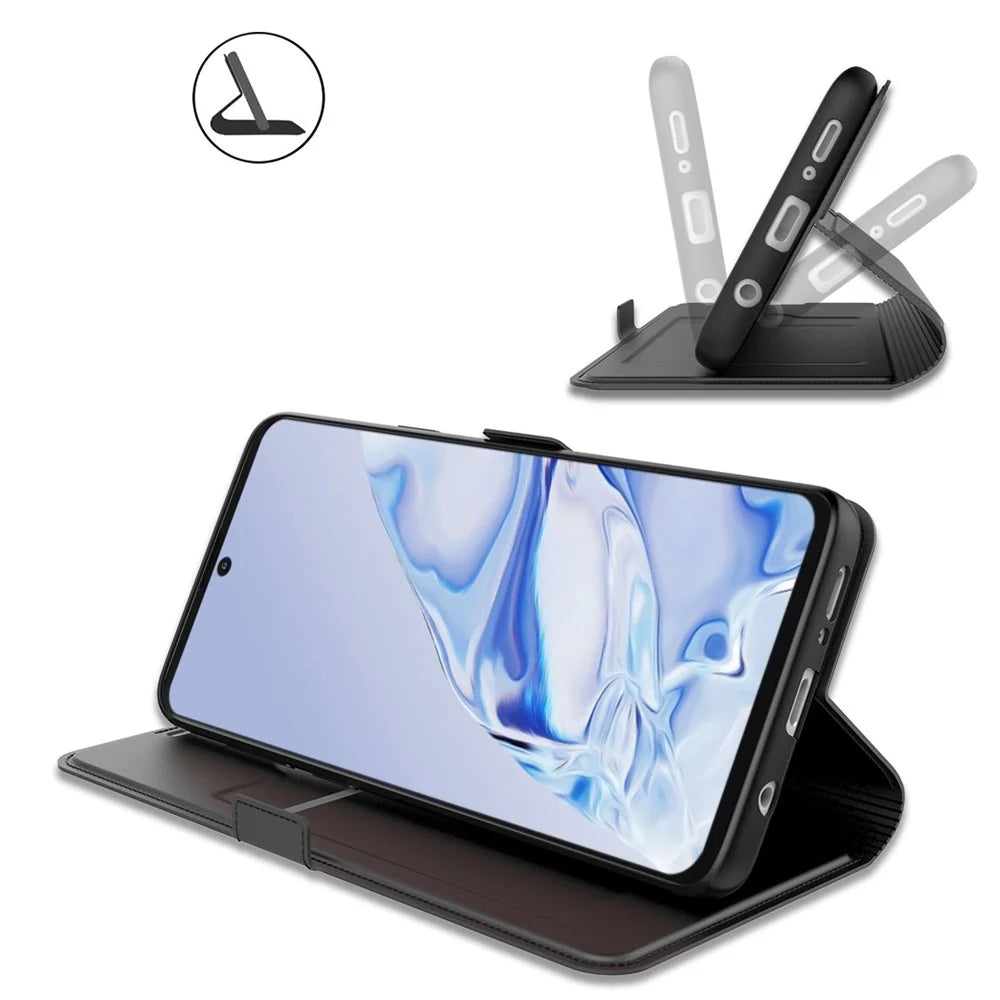 For Samsung Galaxy S23 Ultra Protective Phone Case Stand Card Holder Anti-shock PU Leather + TPU  Flip Cell Phone Cover - Black - 3