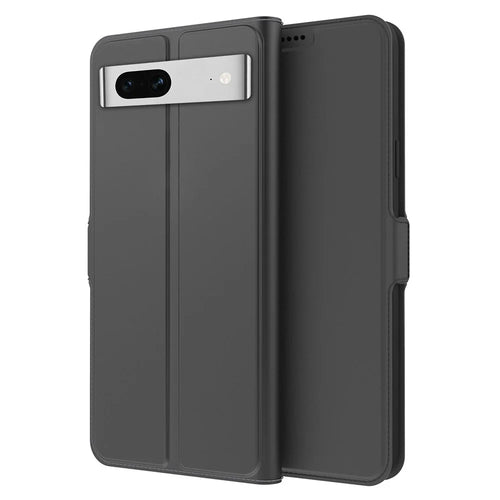 Flip Folio Phone Cover For Google Pixel 7 5G PU Leather Stand Card Holder Inner TPU Magnetic Anti-drop Phone Case - Black - 1