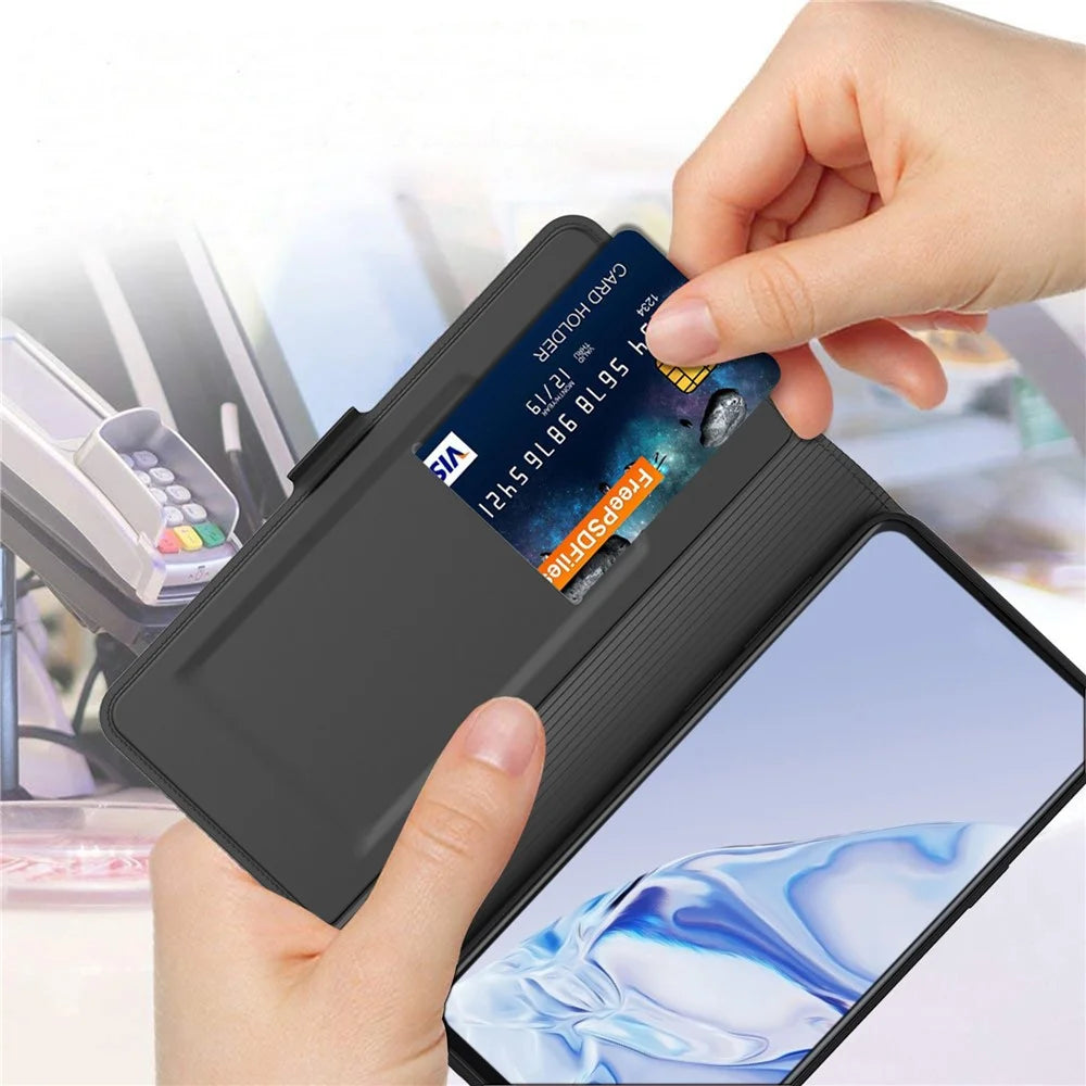 Flip Folio Phone Cover For Google Pixel 7 5G PU Leather Stand Card Holder Inner TPU Magnetic Anti-drop Phone Case - Black - 5