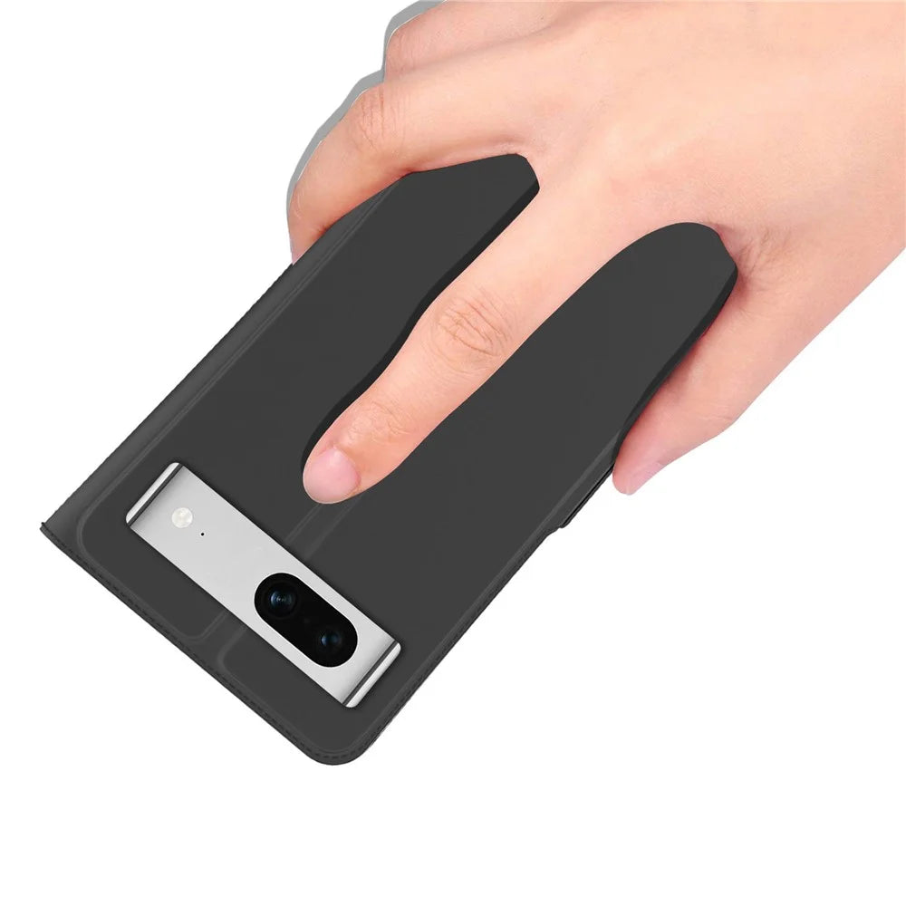 Flip Folio Phone Cover For Google Pixel 7 5G PU Leather Stand Card Holder Inner TPU Magnetic Anti-drop Phone Case - Black - 7