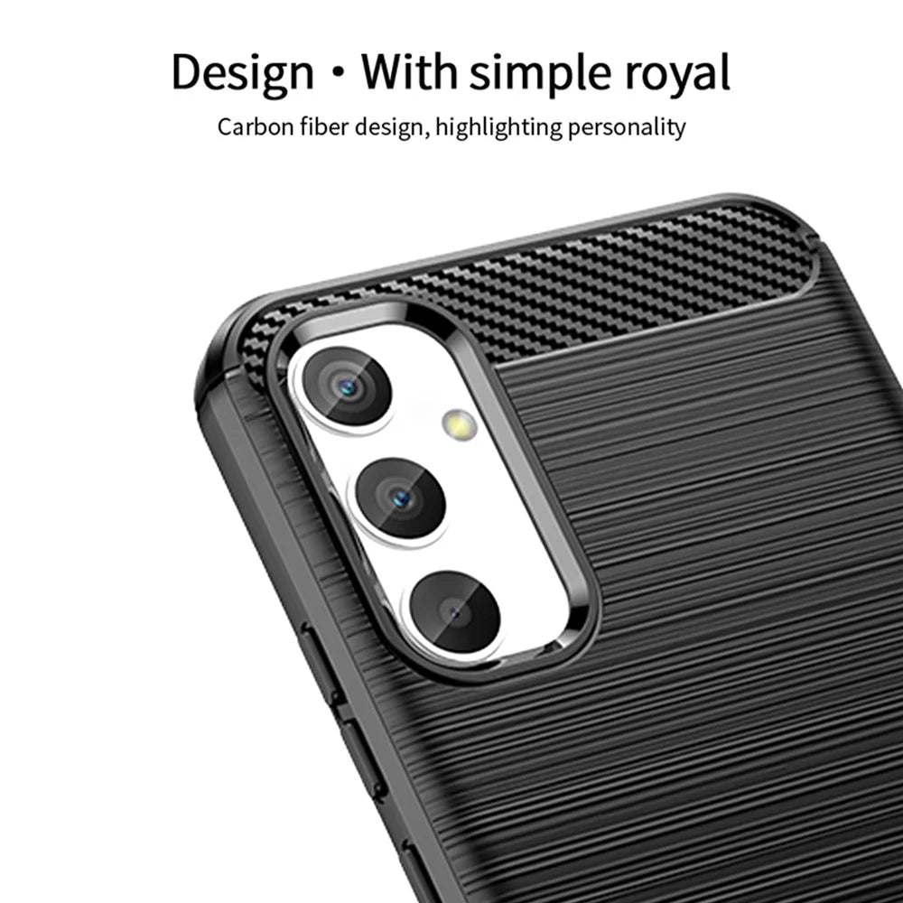 MOFI JK TPU Series-1 for Samsung Galaxy A34 5G Anti-fall Phone Case Carbon Fiber Brushed Protective TPU Phone Back Cover - Black - 4