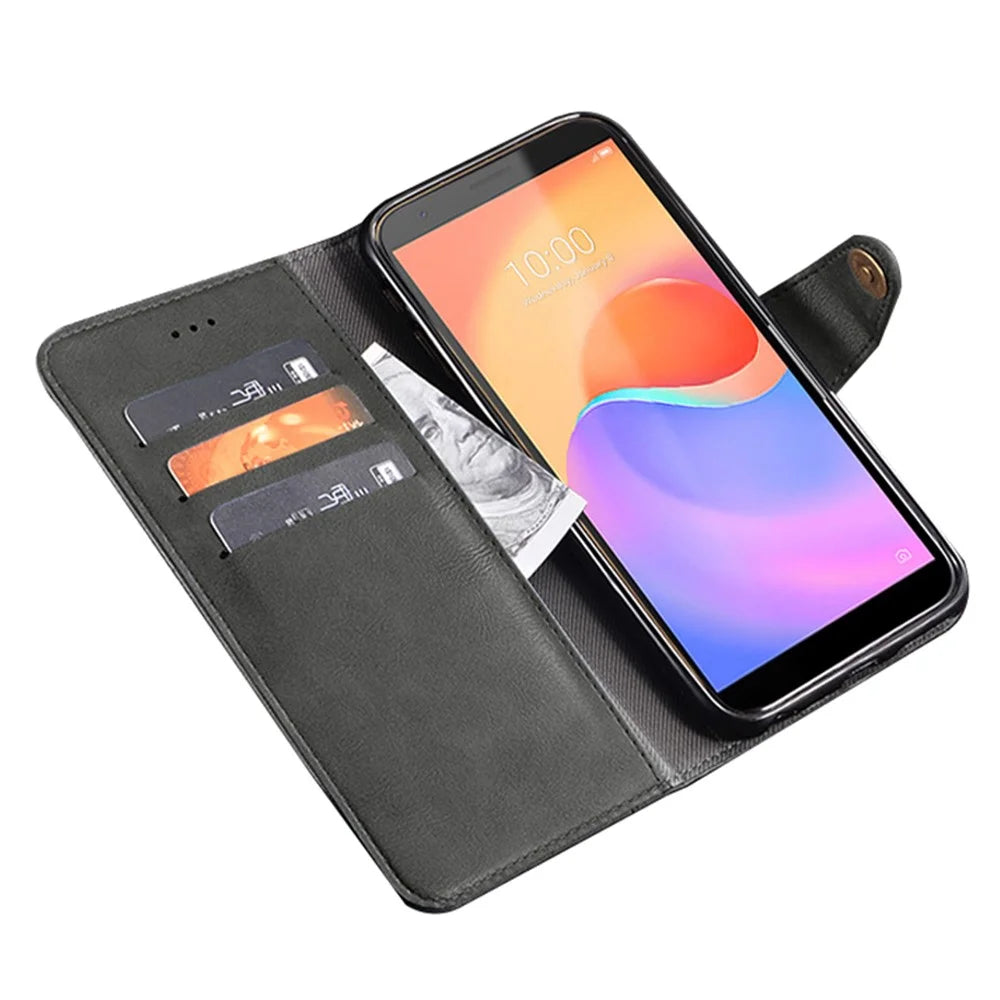 For ZTE Blade A31 Plus Anti-scratch PU Leather Anti-drop Case Rivet Decor Magnetic Wallet Stand Phone Cover - Black - 2