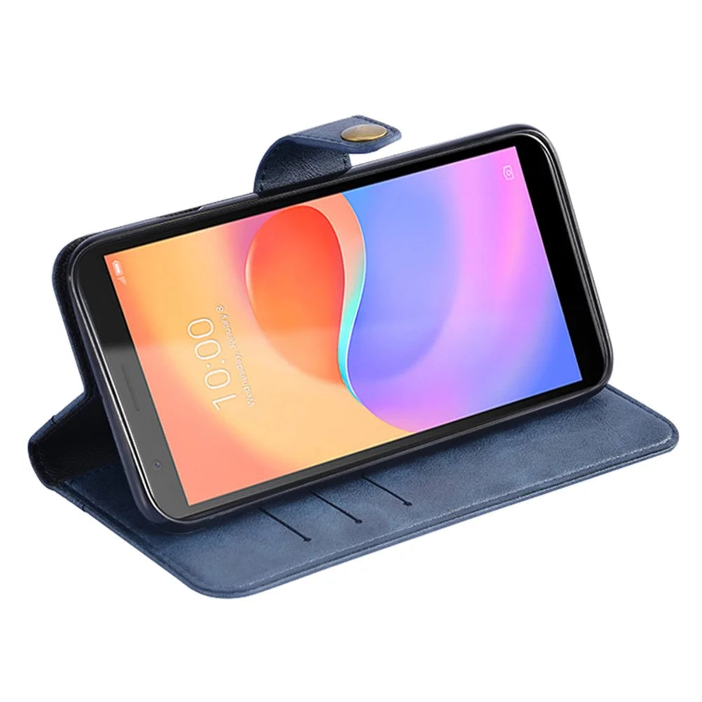For ZTE Blade A31 Plus Anti-scratch PU Leather Anti-drop Case Rivet Decor Magnetic Wallet Stand Phone Cover - Black - 3
