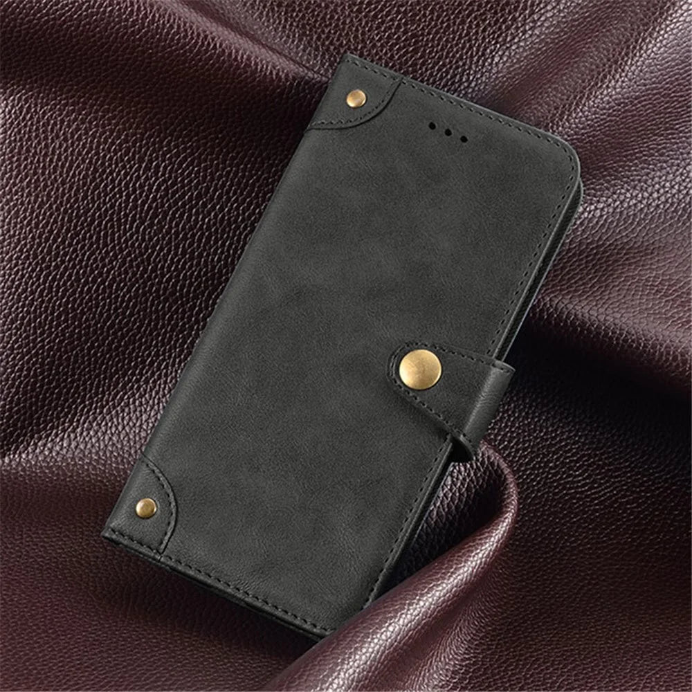 For ZTE Blade A31 Plus Anti-scratch PU Leather Anti-drop Case Rivet Decor Magnetic Wallet Stand Phone Cover - Black - 5
