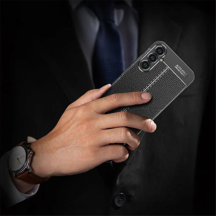 For Samsung Galaxy A34 5G Drop Protection TPU Cover Litchi Texture Phone Shell Anti-Scratch Phone Case - Blue - 3