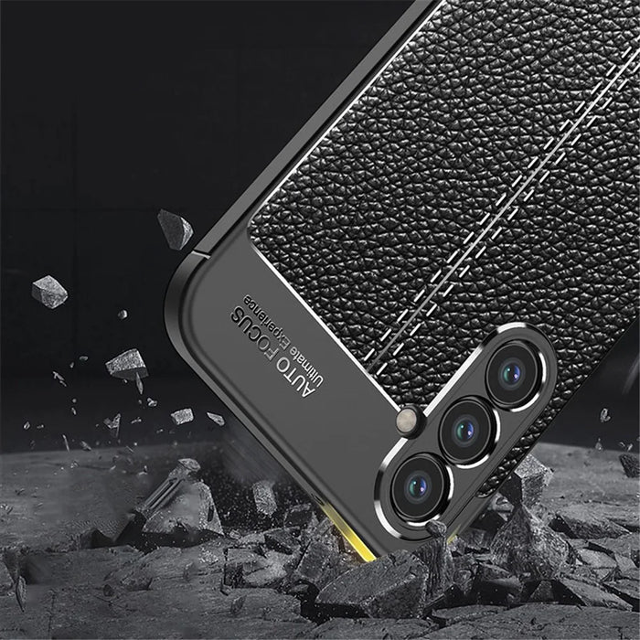 For Samsung Galaxy A34 5G Drop Protection TPU Cover Litchi Texture Phone Shell Anti-Scratch Phone Case - Blue - 4