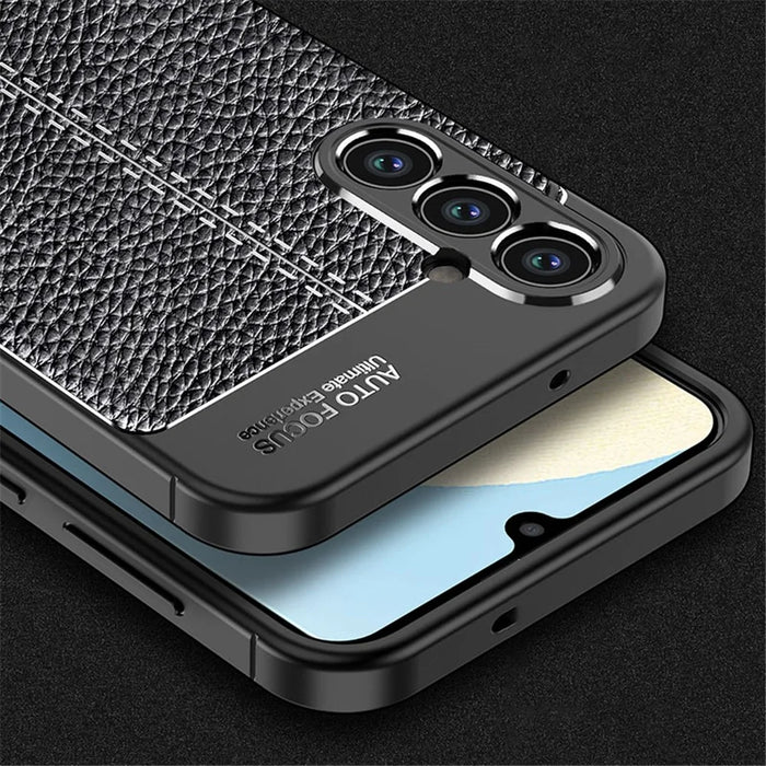 For Samsung Galaxy A34 5G Drop Protection TPU Cover Litchi Texture Phone Shell Anti-Scratch Phone Case - Blue - 5