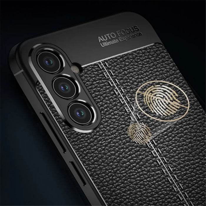 For Samsung Galaxy A34 5G Drop Protection TPU Cover Litchi Texture Phone Shell Anti-Scratch Phone Case - Blue - 6