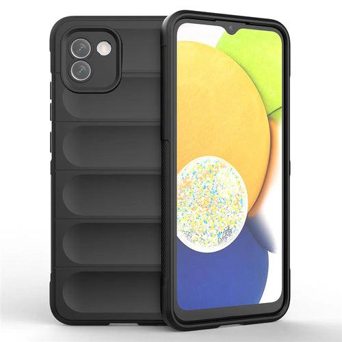 For Samsung Galaxy A03 (164.2mm) Shockproof TPU Cell Phone Cover Rugged Back Anti-Scratch Anti-Slip Case - Black - 1