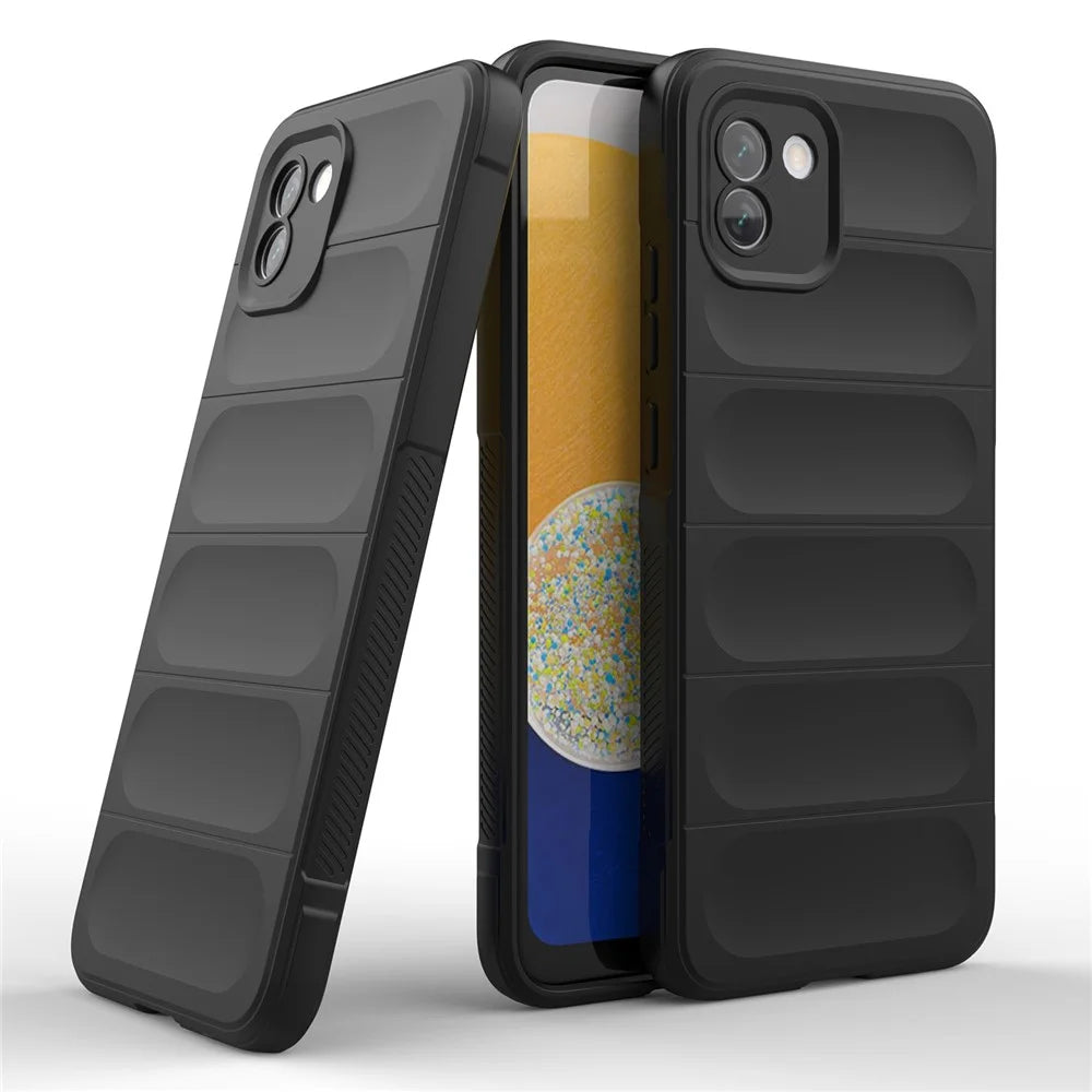 For Samsung Galaxy A03 (164.2mm) Shockproof TPU Cell Phone Cover Rugged Back Anti-Scratch Anti-Slip Case - Black - 6