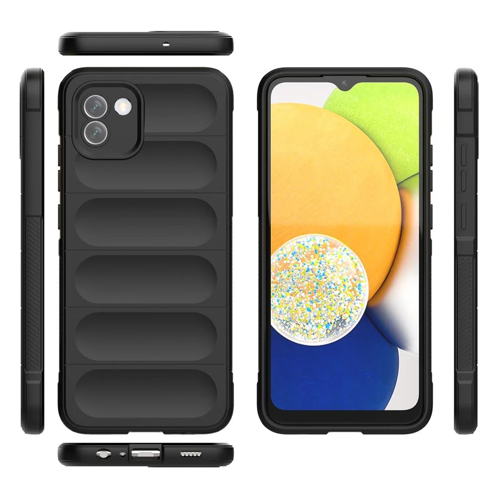 For Samsung Galaxy A03 (164.2mm) Shockproof TPU Cell Phone Cover Rugged Back Anti-Scratch Anti-Slip Case - Black - 7
