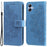 For Samsung Galaxy A04e 4G / F04 4G / M04 4G Case Floral Pattern PU Leather Wallet Stand Phone Cover - Blue - 1