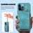 For iPhone 14 Pro Max Case with Hand and Shoulder Strap Card Bag Design Kickstand Phone Cover - Green - 5