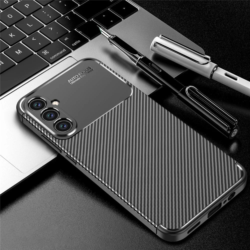 For Samsung Galaxy A34 5G Anti-Scratch Carbon Fiber Texture Phone Case Soft TPU Shockproof Protective Cover - 2