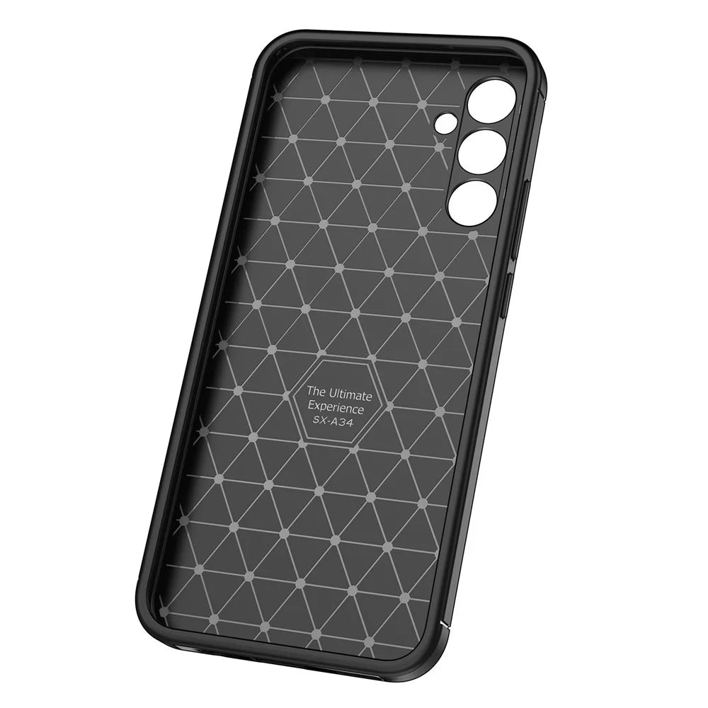 For Samsung Galaxy A34 5G Anti-Scratch Carbon Fiber Texture Phone Case Soft TPU Shockproof Protective Cover - 6