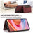 For Samsung Galaxy A32 4G (EU Version) Tri-fold Wallet PU Leather Coated TPU Case Drop-proof Kickstand Phone Cover - Wine Red - 4