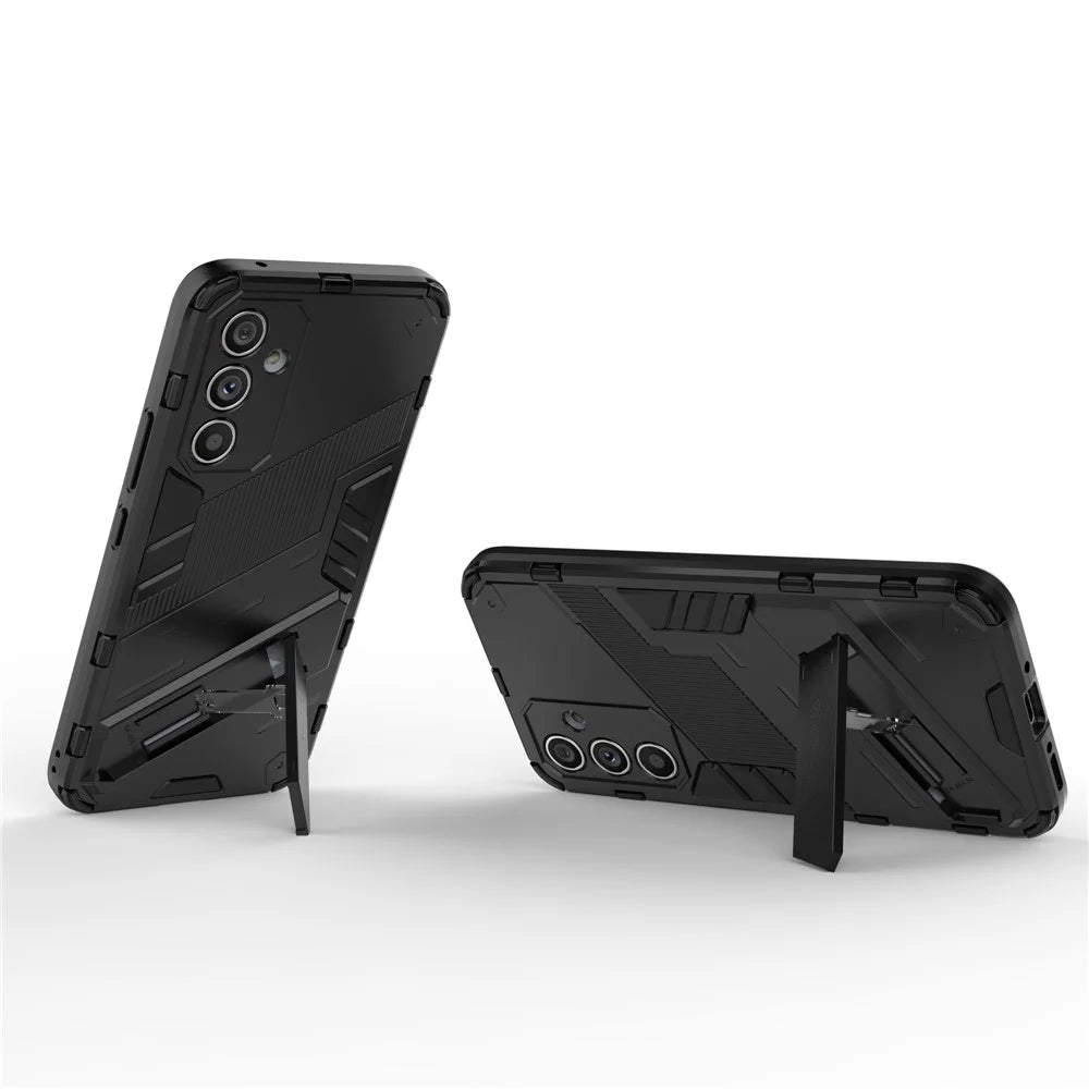 Anti-scratch Phone Cover for Samsung Galaxy A54 5G, Anti-drop Hard PC Soft TPU Hybrid Phone Case Kickstand - Black - 2