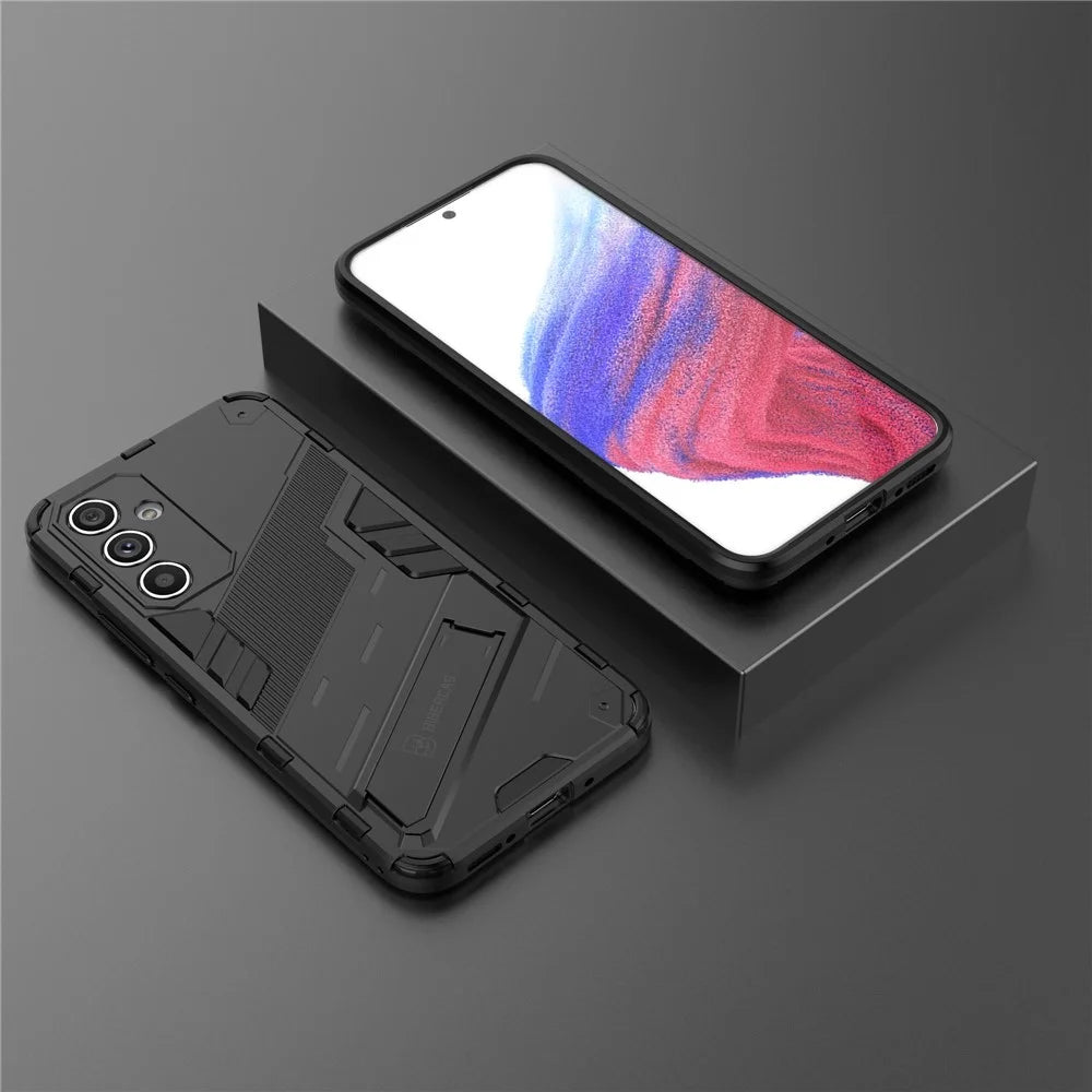 Anti-scratch Phone Cover for Samsung Galaxy A54 5G, Anti-drop Hard PC Soft TPU Hybrid Phone Case Kickstand - Black - 4